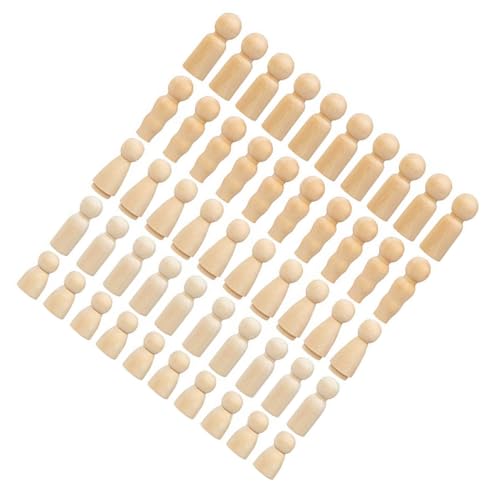 BELLIFFY 50 Stück Holzpuppe bemalen Blanko-Peg-Puppen Peg-Puppenkörper Nistpuppen unvollendete Peg-Puppen spielzeug DIY-Farbzeichnung Holzpuppe holzhandwerk selber machen Hölzern von BELLIFFY