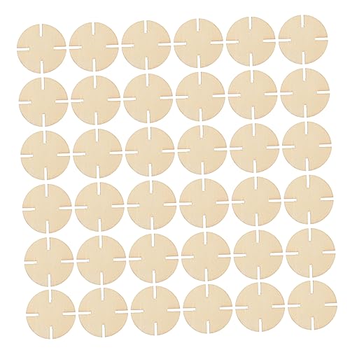 BELLIFFY 50 Stück Holzpuzzle Rätsel Leer Diy & Handwerk Puzzle Für Kinder Rundes Puzzle Kreis-puzzle Holzblock Holzklötze Zum Basteln Khaki Hölzern von BELLIFFY