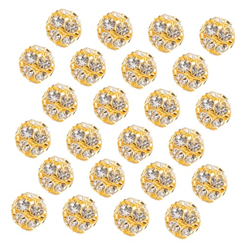 BELLIFFY 50 Stück Kristallperlen glasperlen perlenohrringe Schmuckperlen Schmuckaccessoires schmuck machen ohrringe perlen DIY Perlen aus Legierung DIY Schmuck lose Perlen DIY-Perlen Golden von BELLIFFY