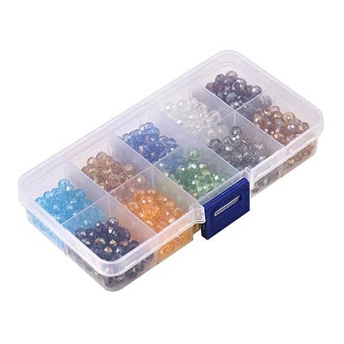 BELLIFFY 500 Stück Glas Briolette Perlen 10 Farben Facettenperlen Kristallperlen Mit Behälterbox Für DIY Schmuckherstellung Armbänder Und Ohrringe Bunte Perlen Zum Auffädeln von BELLIFFY