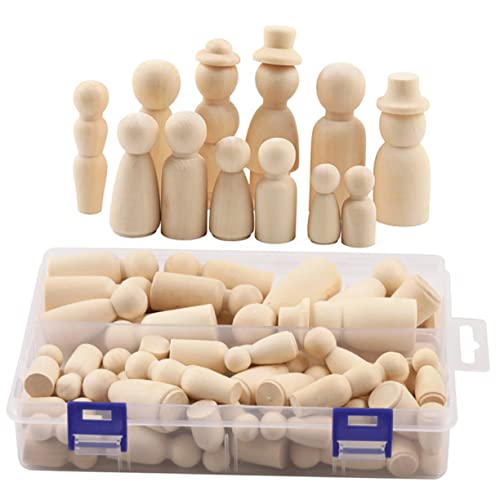 BELLIFFY 55st Bemalte Puppe Peg-puppenkörper Kinderspielzeug Blanko-peg-puppen Diy Malpuppe Familie Steckpuppe Unvollendete Menschenpuppe Mikro-landschaftspuppendekor Miniaturen Hölzern von BELLIFFY