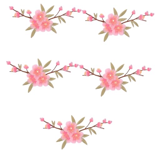 BELLIFFY 5St Blumen tuch aufkleber floraler Aufnäher Kleiderapplikationen Hut-Patch stoffaufkleber shoe charms Stoffflicken für Kleidung Aufbügelapplikationen für Kleidung Vlies Rosa von BELLIFFY