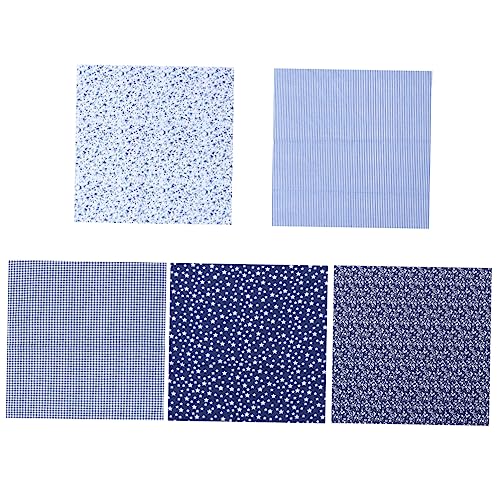 BELLIFFY 5St Patchworkstoff gesteppter Stoff floraler Baumwollstoff Stoffbündel Quadrate Baumwollstoff einfarbig cotton fabric Baumwollgewebe Stoff zum Nähen selber machen Drucktuch Blue von BELLIFFY