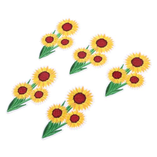 BELLIFFY 5St Sonnenblumenfeld wohnraumdeko bügelbild Textilienverzierung Dekor Sonnenblumen-Patch zum Aufnähen Hutflecken Cartoon-Mantel-Patches Multifunktions-Eisenpflaster Polyesterfaden von BELLIFFY