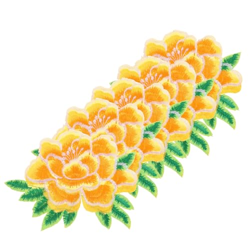 BELLIFFY 5St bügelbilder Patch aufnähen Flicken aufnähen Kleidungsflicken Stickereiflecken kleidung dekorationen selber machen Blumenflecken aufbügeln Blumenbeete Aufnäher Polyester Yellow von BELLIFFY