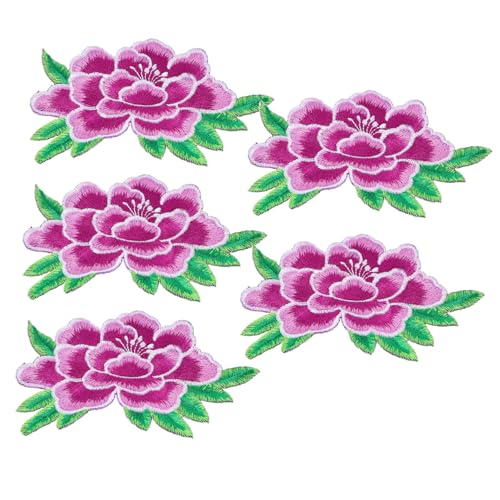 BELLIFFY 5St bügelbilder Spitzenapplikation Seidenblumenapplikationen gestickte Blumenapplikationen Stickereiflecken Blumenbeete Stoffflicken für Kleidung Polyester Violett von BELLIFFY