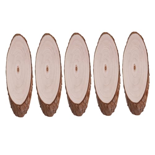 BELLIFFY 5st Oval Abgeschrägte Holzspäne Ovale Verzierungen Leere Flagge Ovale Baumscheiben Holzausschnitt Scheibe Holzausschnitte Unfertige Holzscheibe Unvollendeter Holzausschnitt von BELLIFFY