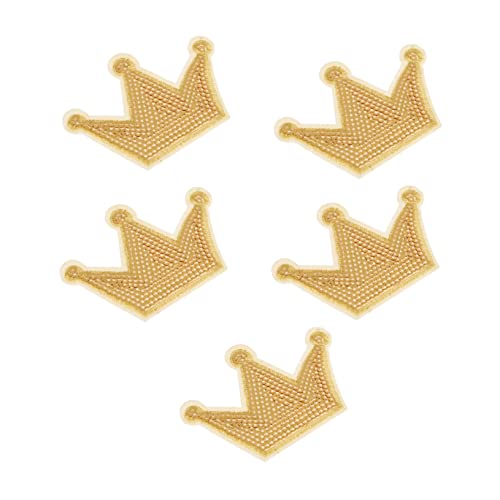 BELLIFFY 5st Stoff Aufkleber Patch Aufkleber Kronenflecken Stofflochaufkleber Paillettenapplikationen Flicken Jacken Kronenschmuck Diy Applikation Zum Nähen Diy-bekleidungszubehör Golden von BELLIFFY