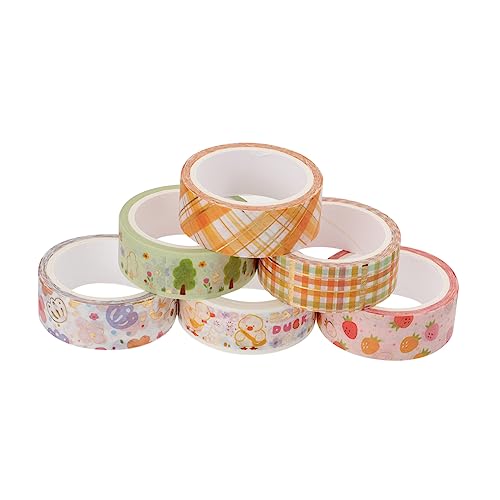 BELLIFFY 6 Rollen Washi-tape Buntes Klebeband Kinderaufkleber Dekoratives Bastelband Aufkleber Für Kinder Etikettenaufkleber Papierklebeband Selber Machen Glitzerband Japanisches Papier von BELLIFFY