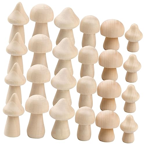 BELLIFFY 60St Holz pilz Ornamente Pilze selber basteln unlackiertes handwerk selber machen Graffiti-Pilz Pilzfiguren Holzpilz Dekoration Holzpilz Bastelset Waldpilze leeres pilzhandwerk von BELLIFFY