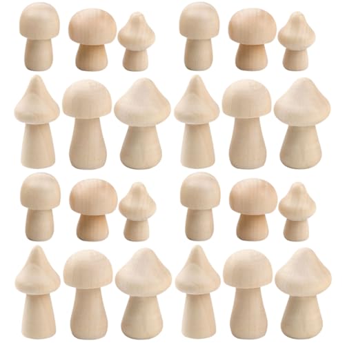 BELLIFFY 60St Mini-Holzpilze Feengarten Pilz Mini-Pilzfiguren Schlafzimmer mit Pilzdekor Mini-Pilze Pilz Zeug bastelset basteln für unfertiger Holzpilz unfertiges Holz hölzern von BELLIFFY