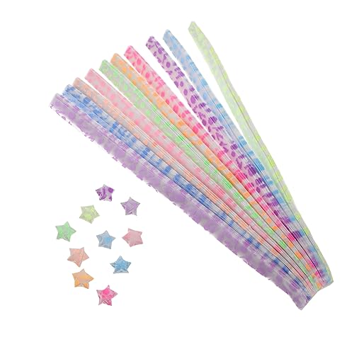 BELLIFFY 630 Stück Leuchtender Stern Origami Sternpapierstreifen Sternfaltpapier faltbare Sternstreifen glühen papiersterne basteln leuchtende sterne Origami-Papier Origami-Sternenstreifen von BELLIFFY