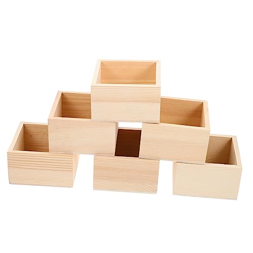 BELLIFFY 6Er-Box aus Holz ohne Deckel kleine Behälter Aufbewahrungsbehälter für Bastelarbeiten storage boxes aufbwahrungs-box Holzbox Schmuckhalter aus Holz Schmucketuis von BELLIFFY