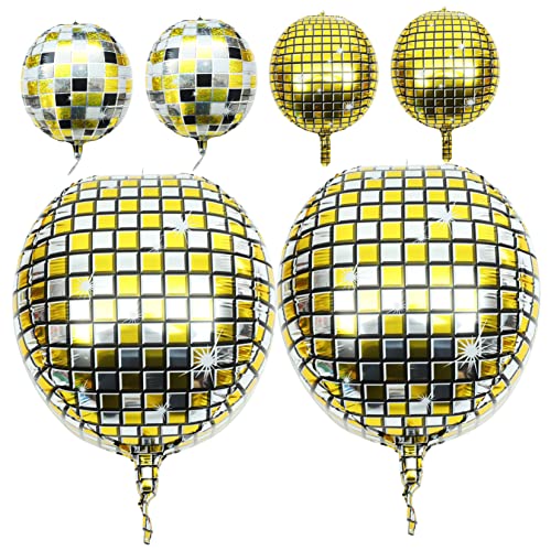 BELLIFFY 6St Disco-Kugel-Ballon Abschlussball-Dekor metallische Luftballons Heliumballons weihnachten party weihnachtsbaumdeko hochzeitsdeko große Feenballons Folienballons Aluminiumfolie von BELLIFFY