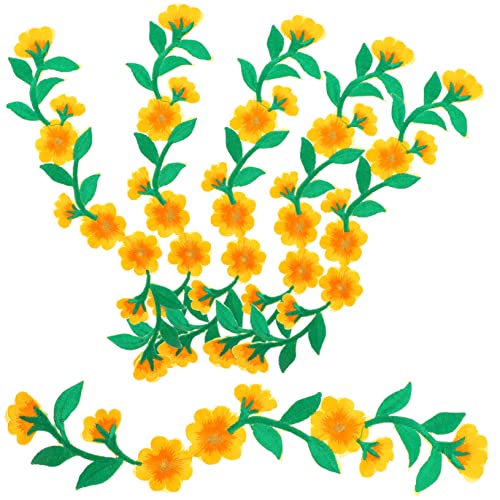 BELLIFFY 6St Pfingstrosen-Stickpatch Spitzenblumenapplikation Aufnäher Dekoration Blumenstickerei-Aufnäher Blumenstickerei für Kleidung DIY-Reparatur-Patches Blumenbeet Polyester Yellow von BELLIFFY