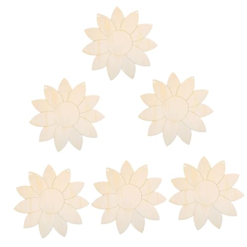 BELLIFFY 6St Sonnenblumenchips Haushaltsausschnitte Handwerk bewaldeter Span dekoration weihnachten weinachtsdeko weihnacjtsdeko leere Holzscheiben Graffiti farbiger Sonnenblumenausschnitt von BELLIFFY