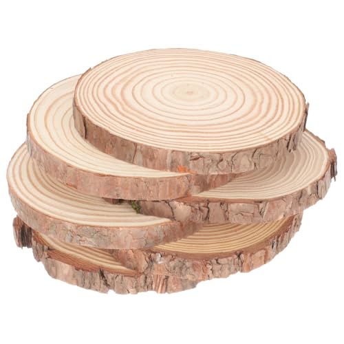 BELLIFFY 6St holz handwerk naturholz home decor bastel material holzbohlen bretter bastelmaterial Dekor Rondin Wohnung Kreis Holzscheitscheiben unfertige Rundholzscheiben hölzern von BELLIFFY