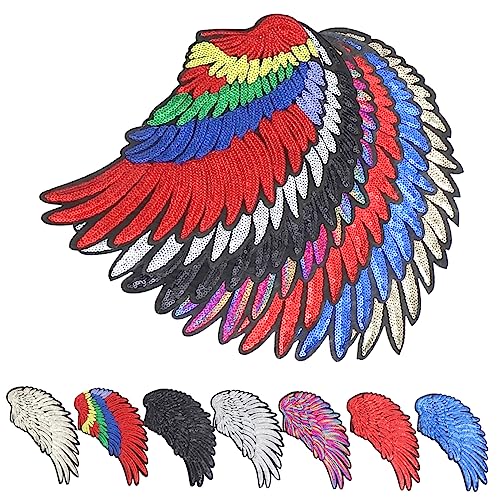 BELLIFFY 7 Paare Flügel-Design-Applikation Bekleidungszubehör gestickte Aufnäher Flügel-Design-Patch bügelbild aufbügel-flicken DIY kleidung versorgung Stickereiflecken Polyester von BELLIFFY