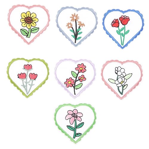 BELLIFFY 7st ，，， Stickerei-patches Blumenflecken Aufbügeln Flicken Für Kleidung Aufnäher Zum Aufbügeln Für Kleidung Blumenapplikation Blumenbeete Colorful Stoff von BELLIFFY