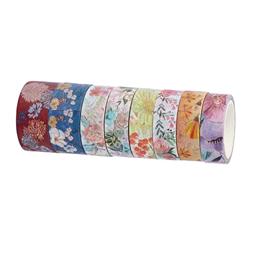 BELLIFFY 8 Rollen Blumen und Washi Tape klebriges Papierband Kraftband Dekorationsband aus Papier Retro- semmel Dekorative Klebeband bronzierendes Band papier selber machen von BELLIFFY