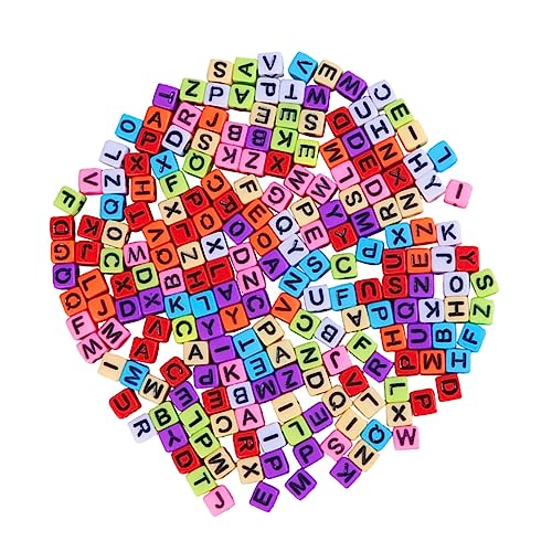 BELLIFFY 800 Stück Buchstabenperlen Perlen Zubehör dekorative Perlen Zubehör für DIY-Perlen kunststoffperlen alphabet beads Alphabet-Anhängerperlen quadratische Perlen Plastik Colorful von BELLIFFY