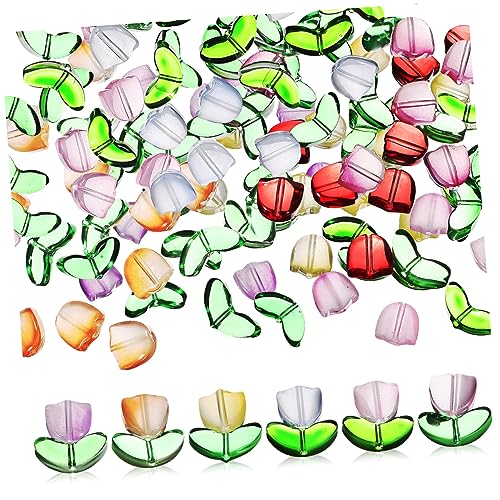 BELLIFFY 80st Bunte Handgefertigte Perlen Vasenfüller Lampenarbeit Tulpe Schmuckperlen Perle Charme Halsketten Mit Anhänger Heimwerken Zubehör Zur Schmuckherstellung Blumenperlen Glasperlen von BELLIFFY