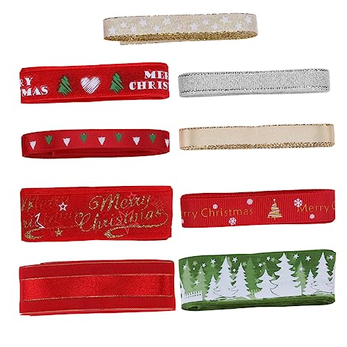 BELLIFFY 9 Teilige Box Handgefertigt Schleife Bedruckt Fünfzackiger Stern Schneeflockenband Urlaubs Haarschleifen Band Bastelband Weihnachtsband Verdrahtetes Weihnachtliches von BELLIFFY