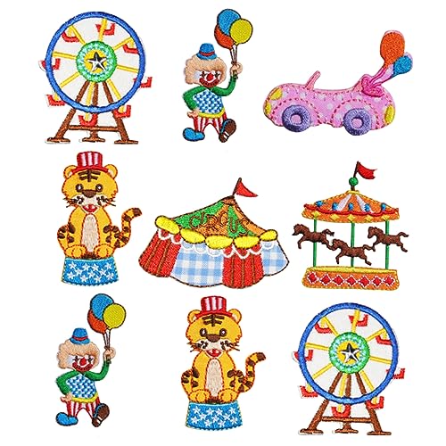 BELLIFFY 9St Stickerei-DIY-Patch Aufnäher für Kleidung Zirkus-Patches handgemachte Aufkleber Stickerei selber machen Patches nähen sewing accessories Kleidungsdekoration Down-Patch Colorful von BELLIFFY