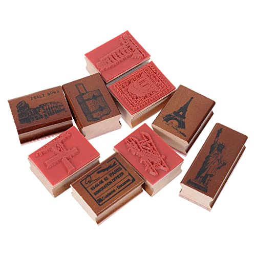 BELLIFFY 9St Vintage Holz stempel Töpfermarken Stempeltinte Siegelstempel Briefmarken Etikett scheckheft bastelzeug Tagebuchdekoration Holzsiegel dekorative Stempel aus Holz hölzern Brown von BELLIFFY