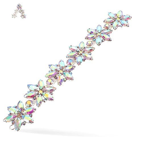 BELLIFFY Blumenkette aus Strass Glaswaren Hutflecken Diamant-Strasssteine Braut-Strass-Applikation Strassband haar zubehör haarschmuck DIY-Kleidungspatch Kleidung Strass-Patch ， Colorful von BELLIFFY