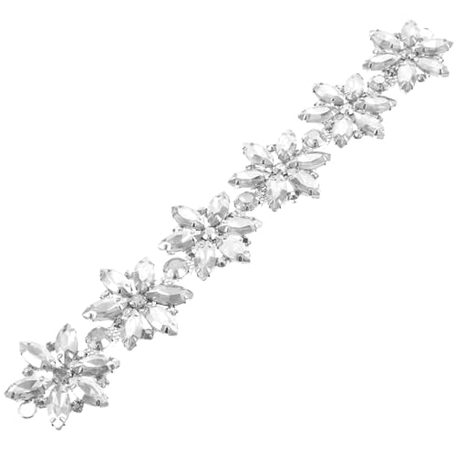 BELLIFFY Blumenkette aus Strass Schuhe dekorative Strass-Patches weiße Accessoires Hutflecken Haarzubehör Braut Schärpe haar zubehör haarschmuck silver Applikationen Gürtelapplikation ， von BELLIFFY