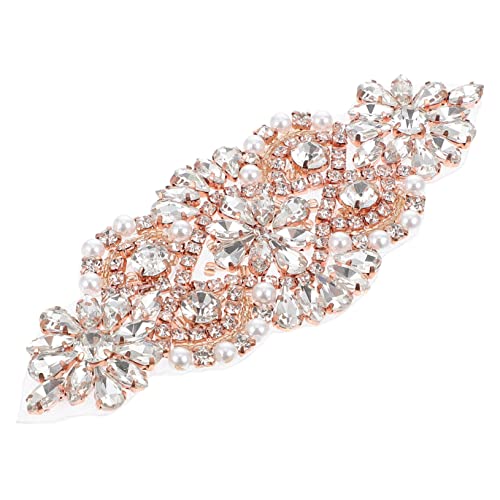 BELLIFFY Bohrchip-Aufkleber bastelzubehör bastel zubehör Strassapplikation Hochzeit für die Braut Outfits hochzeitsdeko Kleidergürtelapplikation Gürtel Strass-Applikation Perlen Rose Gold von BELLIFFY