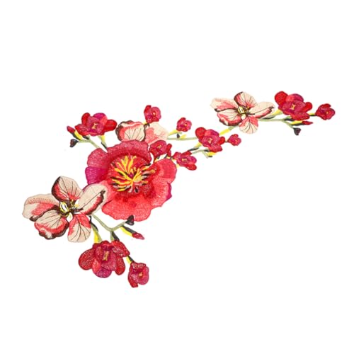 BELLIFFY Cheongsam aus bestickter Spitze dekoration Modus Kleidungsverzierung Patch Blumenapplikation Stoff zum Nähen von Kleidung DIY-Bastel-Patches Blumenbeete Patches nähen Polyester rot von BELLIFFY