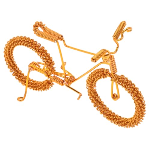 BELLIFFY Fahrradmodell Miniatur-Fahrradfigur Mountainbike-Modell Fahrrad-Kuchenaufsatz Fahrrad Sammlerstück Alu Draht Fahrrad Mini- -Dekor Miniatur-Kunstfahrrad Aluminiumdraht Golden von BELLIFFY