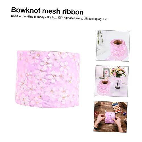 BELLIFFY Gazeband Geschenkband Verdrahtete Bänder Blumendekoration Spitzenband Chiffon-verpackungsband Spitzenstoff Blumenband Verdrahtet Dekorative Bänder Feiertagsband Bastelnetzband Rosa von BELLIFFY