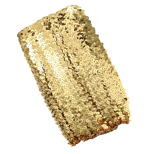 BELLIFFY Glitzer-Stretchband Paillettenstoff DIY kleidung trimmen kunststoffperlen zwillengummi vorhängeschloss elastischer Paillettenbesatz dekorative Kleidungsverzierungen Plastik Golden von BELLIFFY