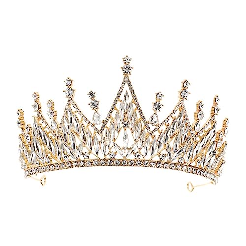 BELLIFFY Krone Abschlussball-stirnband Hochzeitskopfschmuck Für Die Braut Tiar-kopfbedeckung Braut Stirnband Braut Haar Braut Kopfschmuck Schleier-stirnband Tiara-stirnband Golden Legierung von BELLIFFY