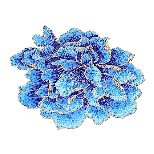 BELLIFFY Pfingstrosen-stickpatch Gestickte Abzeichen Dekorativer Aufnäher Stoffflicken Selber Machen Nähzubehör Zum Nähen Von Flicken Nähen Sie Auf Pfingstrosenblumenflecken Blue Polyester von BELLIFFY