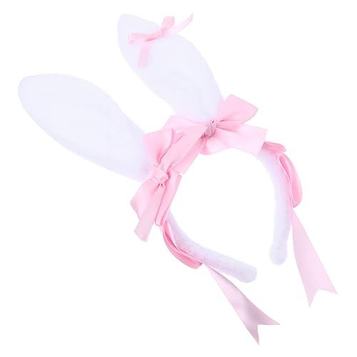 BELLIFFY Plüsch-hasenohr-stirnband Accessoires Für Damen Spa-stirnbänder Für Frauen Party-stirnband Cosplay-haarreifen Stirnband Mit Schleife Haarband Mit Hasenohren Plüschstoffe Rosa von BELLIFFY