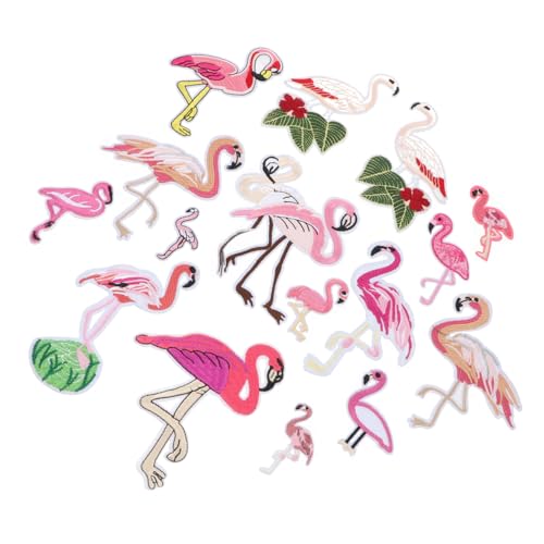 BELLIFFY Satz Flamingo Patch Aufkleber Pflaster aufkleben Computeraufkleber Flicken aufnähen fashing costume kinder apfelding bügeleisen Stickerei-Stoffflicken Stickapplikationen aus Stoff von BELLIFFY