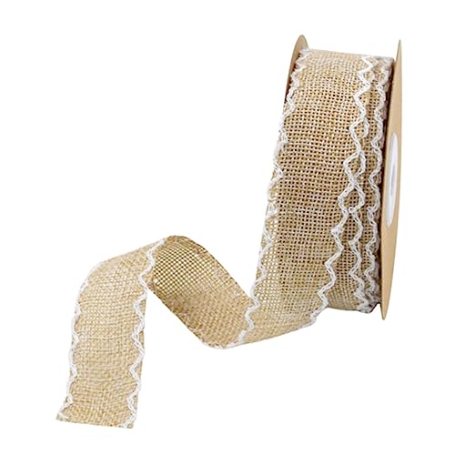 BELLIFFY Würfel 10 Frische Blumenbänder Hochzeitsgeschenk Rotes Spitzenbandbesatz Geschenkband Selber Machen Breites Sackleinenband Schimmerndes Bandband Blumenarrangementband Beige von BELLIFFY