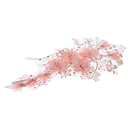 BELLIFFY wulstiger Stoffaufkleber embroidery stoffblumen jewelry beschläge decor 3D-Spitzenapplikation Kleideraufnäher Stickerei-Stoff-Patch kleidung Blumenbeet Flicken aufbügeln Rosa von BELLIFFY