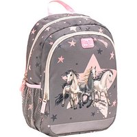 BELMIL® Kindergartenrucksack Kiddy Plus Star Horses Kunstfaser grau/rosa von BELMIL®