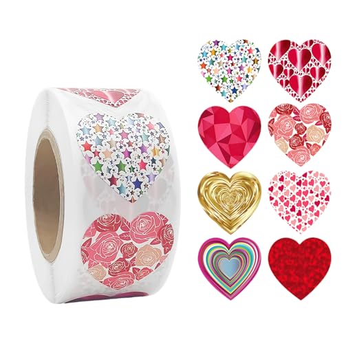 1 Rolle Valentine Love Herz Aufkleber Scrapbooking Selbstklebende Funkelnde Aufkleber für und Briefe Verpackung und Basteln von BELOWSYALER