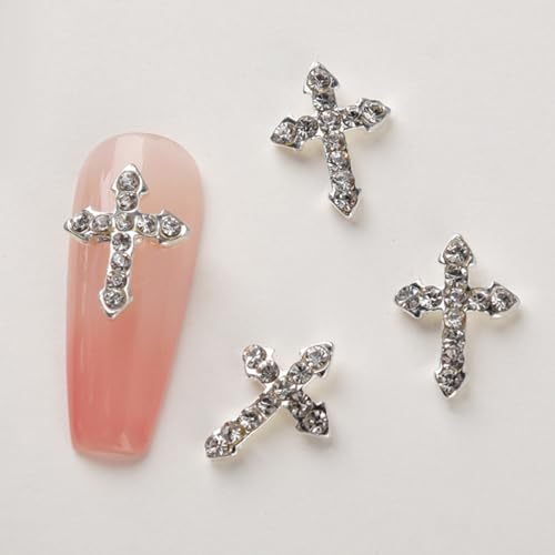 10 Stück 3D Kreuz Nagel Charms für Nägel Metall Kreuz 3D Nagel Vintage Punk Nagel DIY Nail Art Punk Gothic Nail Art Supplies von BELOWSYALER