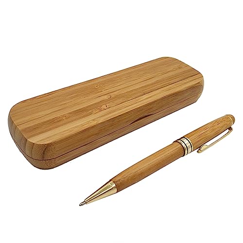 BELOWSYALER 1 x kreativer Kugelschreiber aus Bambus und Holz, Geschenk-Box-Set, glattes Schreiben, kein Schaben, Papierstift, Büro, Holzgriff, Kugelschreiber von BELOWSYALER