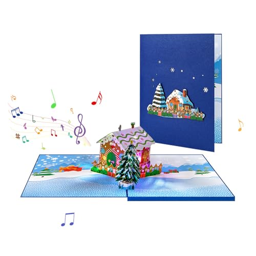 BELOWSYALER 3D-Popup-Weihnachtskarte mit Licht und Musik, Einladung, Postkarte, Feste, Urlaubskarte für Familie und Freunde von BELOWSYALER