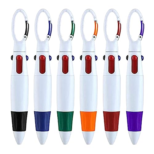 BELOWSYALER 4-in-1 Druckkugelschreiber, mehrfarbig, 4 Farben, Kugelschreiber für Kinder, 0,7 mm, mehrfarbiger Stift, 0,7 mm Nachfüllstifte, 6 Stück von BELOWSYALER