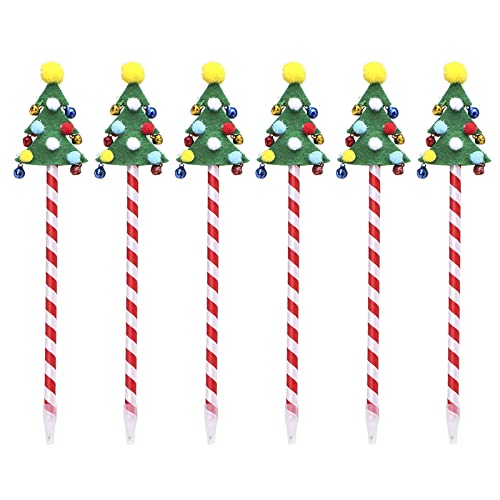 BELOWSYALER 6 Stück Neuheit Weihnachten Serie Kugelschreiber Baum Büro Schulbedarf Gastgeschenk Kugelschreiber Baumform Weihnachtsanhänger von BELOWSYALER