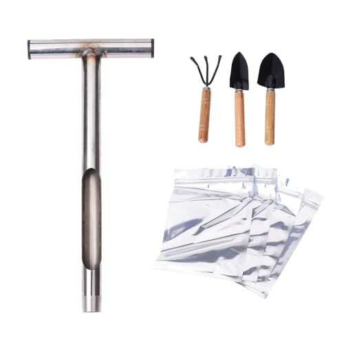 BELOWSYALER Bodenproben-Sonde, Edelstahl, T-Style-Griff mit 4 Beuteln, Bodentest, Pflanze, Probenstab BELOWSYALER Bodenproben-Sonde, Edelstahl, T-Style-Griff mit 4 Beuteln, Bodentest, Pflanze, Probenstab von BELOWSYALER